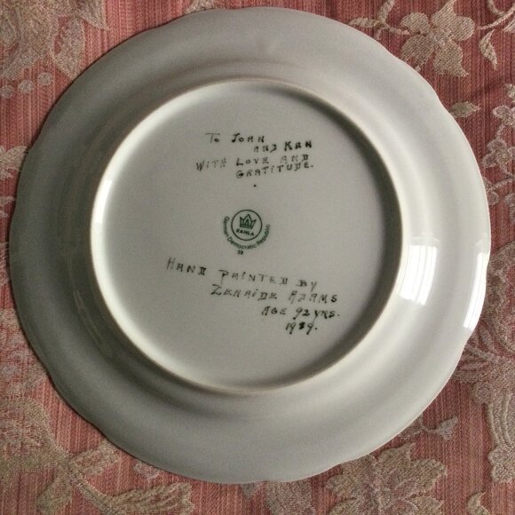 Vintage hand painted plate decorative plate floral gold rim 10" - Picture 5 of 5